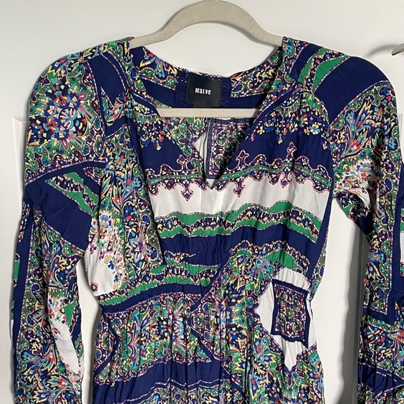 Anthropologie Maeve Blue Patchwork Long Sleeve Monaco Dress - 35744 - Picture 4 of 11